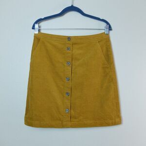 J Crew Factory Brown Corduroy Button Front Mini Skirt Size 4